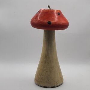 Vintage 70's Baked Clay Decorative Red Mushroom Candle